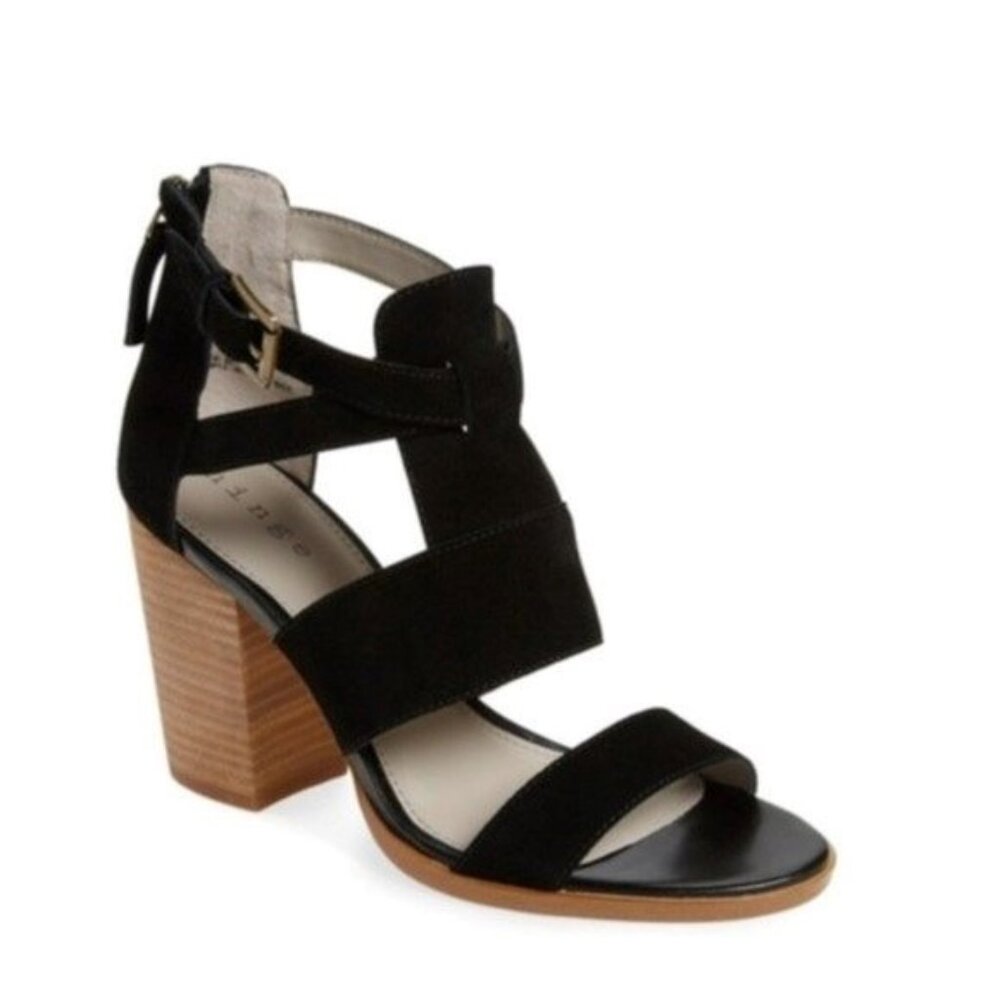 Hinge Cora Black Block Heel Sandals